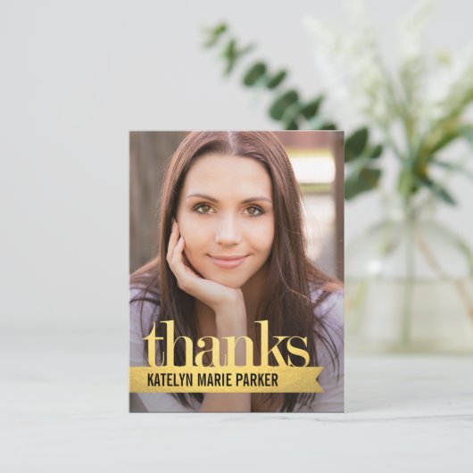 Shiny Ribbon Afstuderen Bedankt Card Briefkaart (Staand voorkant)