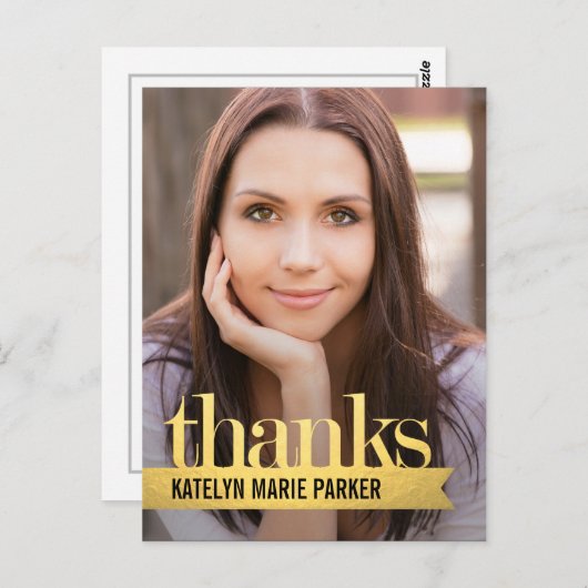 Shiny Ribbon Afstuderen Bedankt Card Briefkaart (Voorkant / Achterkant)