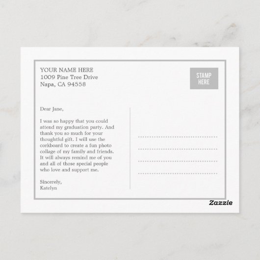 Shiny Ribbon Afstuderen Bedankt Card Briefkaart (Achterkant)