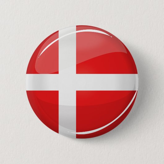 Shiny Round Denmark vlag Ronde Button 5,7 Cm (Voorkant)