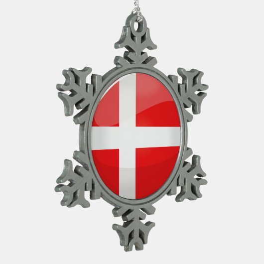 Shiny Round Denmark vlag Tin Sneeuwvlok Ornament (Links)