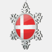 Shiny Round Denmark vlag Tin Sneeuwvlok Ornament (Rechts)