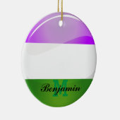 Shiny Round Genderqueer Flag Keramisch Ornament (Rechts)