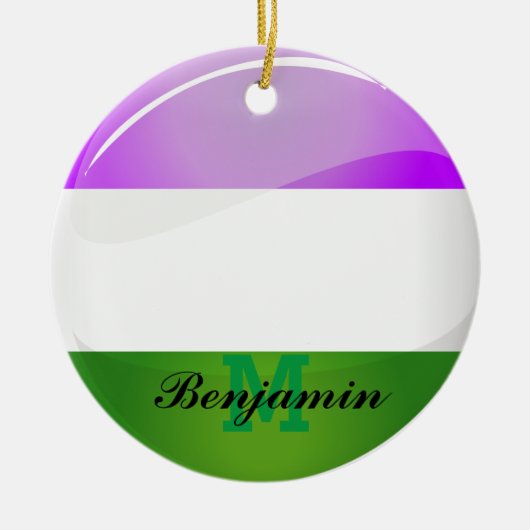 Shiny Round Genderqueer Flag Keramisch Ornament (Voorkant)