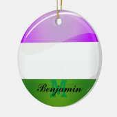 Shiny Round Genderqueer Flag Keramisch Ornament (Links)