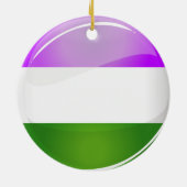 Shiny Round Genderqueer Flag Keramisch Ornament (Achterkant)