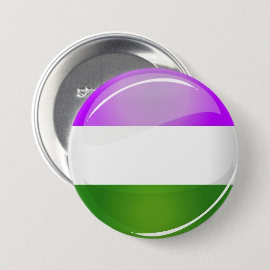 Shiny Round Genderqueer Flag Ronde Button 7,6 Cm (Voorkant /achterkant)