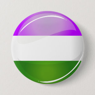 Shiny Round Genderqueer Flag Ronde Button 7,6 Cm