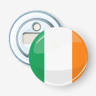 Shiny Round Irish Flag Button Flesopener