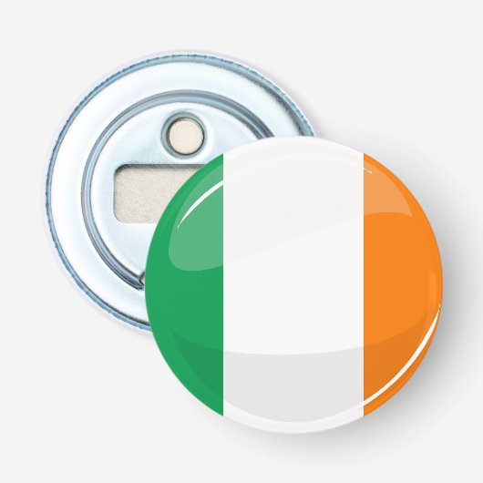 Shiny Round Irish Flag Button Flesopener (Voorkant)
