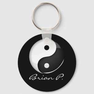 Shiny Round Yin Yang Symbol Custom Sleutelhanger