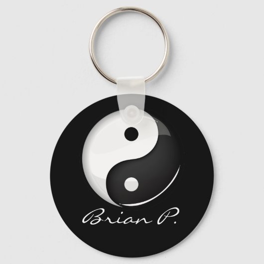 Shiny Round Yin Yang Symbol Custom Sleutelhanger (Voorkant)