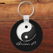 Shiny Round Yin Yang Symbol Custom Sleutelhanger (Voorkant)