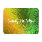 Shiny Shades Groene & Gele Naam Keuken Premium Magneet (Horizontaal)