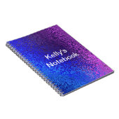 Shiny Shades of Blue & Paarse Naam toevoegen Notitieboek (Rechterzijde)