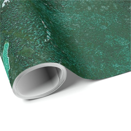 Shiny Silver en Green Malachite Emerald Marble Cadeaupapier (Rol Hoek)