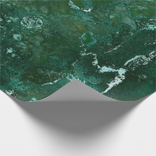 Shiny Silver en Green Malachite Emerald Marble Cadeaupapier (Hoek)