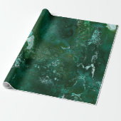 Shiny Silver en Green Malachite Emerald Marble Cadeaupapier (Uitgerold)