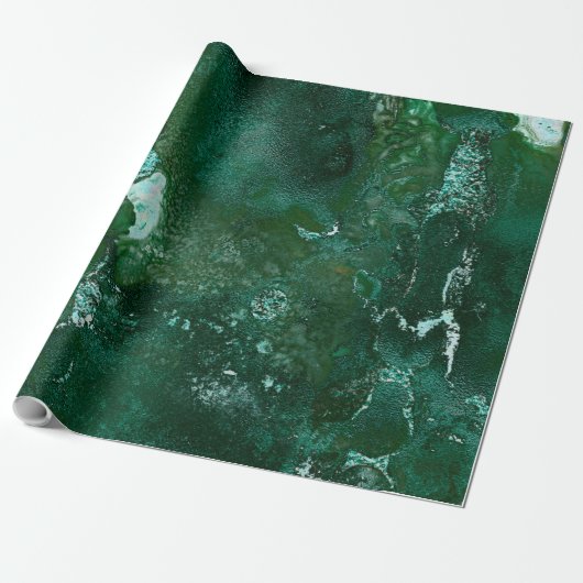 Shiny Silver en Green Malachite Emerald Marble Cadeaupapier (Uitgerold)