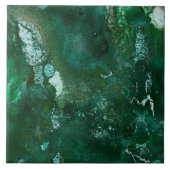 Shiny Silver en Green Malachite Emerald Marble Tegeltje (Voorkant)