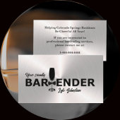 Shiny Silver Event Bartender Visitekaartje