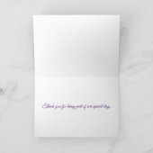 Shiny Silver Glitter Amethyst Folie Bridesmaid Bedankkaart (Binnen)