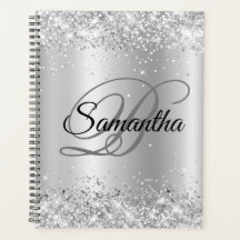 Shiny Silver Glitter Bleek Ombre Folie Monogram