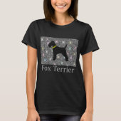 Shiny Silver Glitter, Cute Fox Terrier silhouette T-shirt (Voorkant)