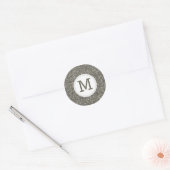 Shiny Silver Glitter Monogram Seal Ronde Sticker (Envelop)