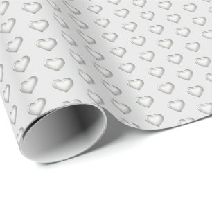 Shiny Silver Hearts Cadeaupapier