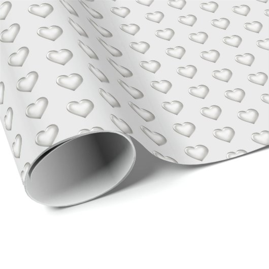 Shiny Silver Hearts Cadeaupapier (Rol Hoek)
