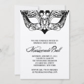 Shiny Silver Masquerade-uitnodigingen Kaart (Voorkant)