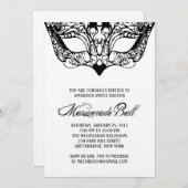 Shiny Silver Masquerade-uitnodigingen Kaart (Voorkant / Achterkant)