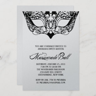 Shiny Silver Masquerade-uitnodigingen Kaart