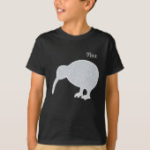 Shiny Silver New Zealand Kiwi Bird Custom Named T T-shirt (Voorkant)