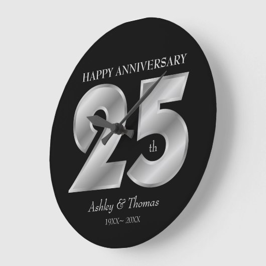 Shiny Silver Numbers Grote Klok (Hoek)