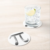 Shiny Silver Pi-symbool Ronde Kartonnen Onderzetter (Insitu)