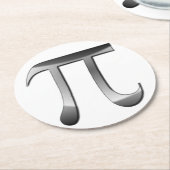 Shiny Silver Pi-symbool Ronde Kartonnen Onderzetter (Gebogen)