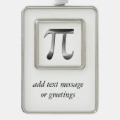 Shiny Silver Pi-symbool Verzilverd Omlijst Ornament (Voorkant)