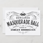 Shiny Silver Quinceanera Masquerade Uitnodigingen (Voorkant)