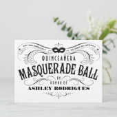 Shiny Silver Quinceanera Masquerade Uitnodigingen (Staand voorkant)