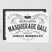 Shiny Silver Quinceanera Masquerade Uitnodigingen (Voorkant / Achterkant)