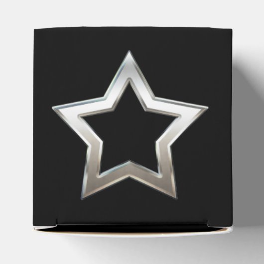 Shiny Silver Star Shape Outline Digital Design Bedankdoosjes (Bovenkant)