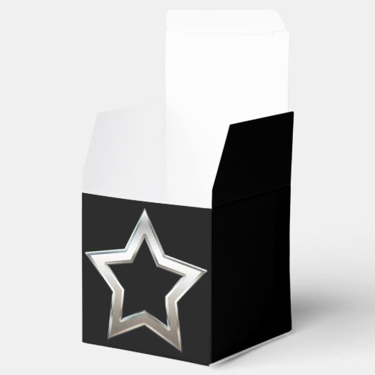 Shiny Silver Star Shape Outline Digital Design Bedankdoosjes (Geopend)