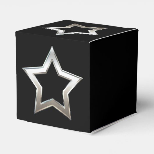 Shiny Silver Star Shape Outline Digital Design Bedankdoosjes (Achterkant)