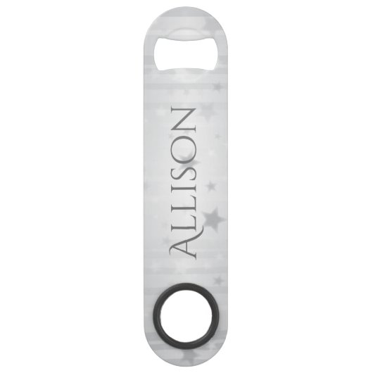 Shiny Silver Stars Aangepaste flesopening Speed Flessenopener (Voorkant)