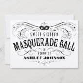 Shiny Silver Sweet 16 Masquerade Ball Invitations Kaart (Voorkant)