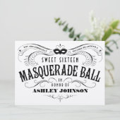 Shiny Silver Sweet 16 Masquerade Ball Invitations Kaart (Staand voorkant)