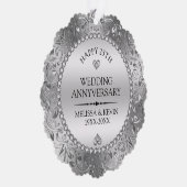 Shiny Silver Swirls Lijst 25e bruiloft Ornament Kaart (Rechts)