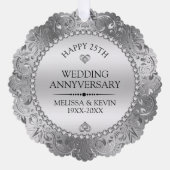 Shiny Silver Swirls Lijst 25e bruiloft Ornament Kaart (Voorkant)